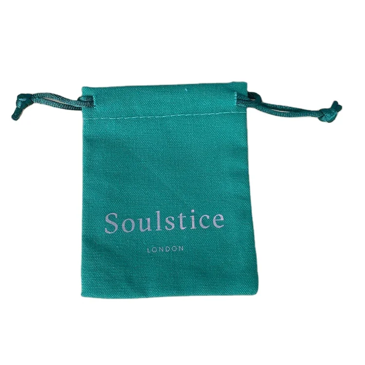 recycled cotton Canvas bag Drawstring Pouch Packaging Gift  Logo Printed Jewelry Bag dust bag pink color cotton jewelry pouch