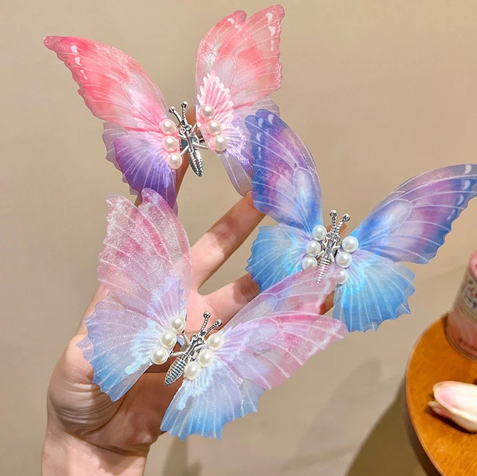 MIO wings moving butterfly hair clips imitation butterfly hairpins pearls hair clip lady girls decoration korean