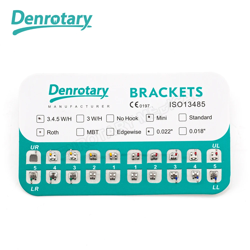 Denrotary Dental Orthodontics Manufacturer Metal Bondable Mini Roth Dental Brackets Braces for orthodontic