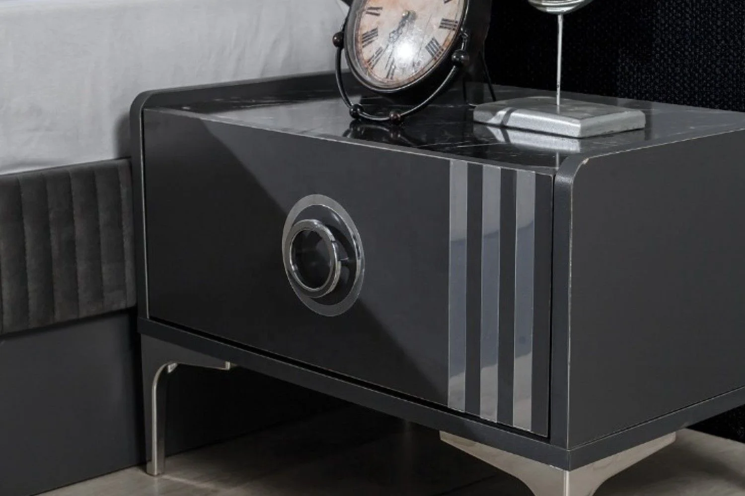 Berlin luxury bedroom set king size bed lighted headboard mirrored dresser Turkish home furniture affordable prices