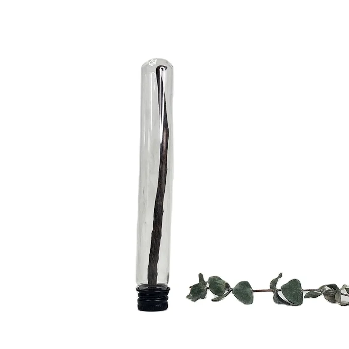 20*190mm glass test tube with black cap for laboratory samples vanilla beans