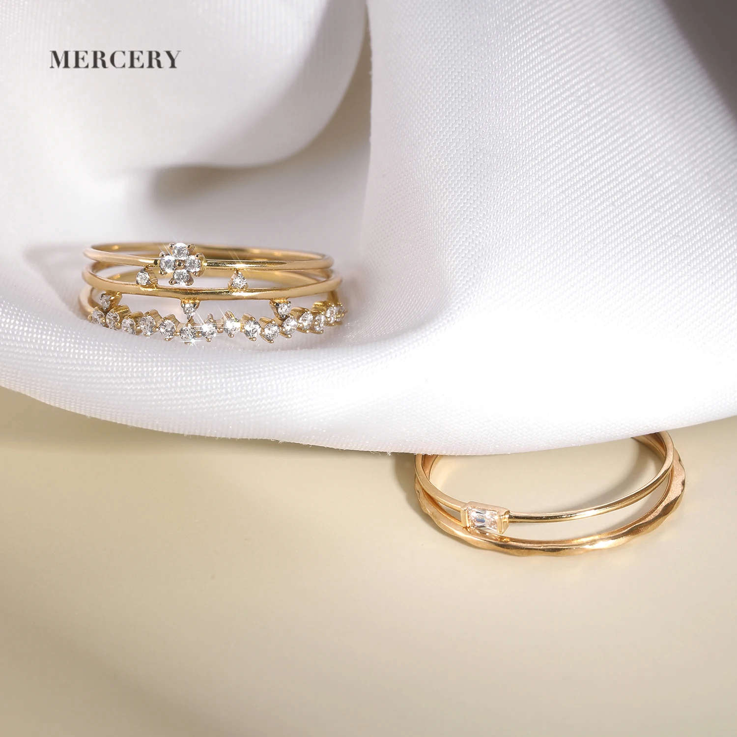 Mercery Fashion Luxury Jewelry Gemstones For Jewelry Making White Sapphire Rings 14K Solid Gold Rings For Women