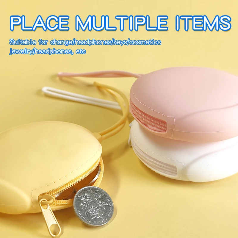 Top Sell Cute Design Nature Silicone Small Coin Purse with Strap Mini  Squeeze Travel Pouch with Zipper for Women Men
