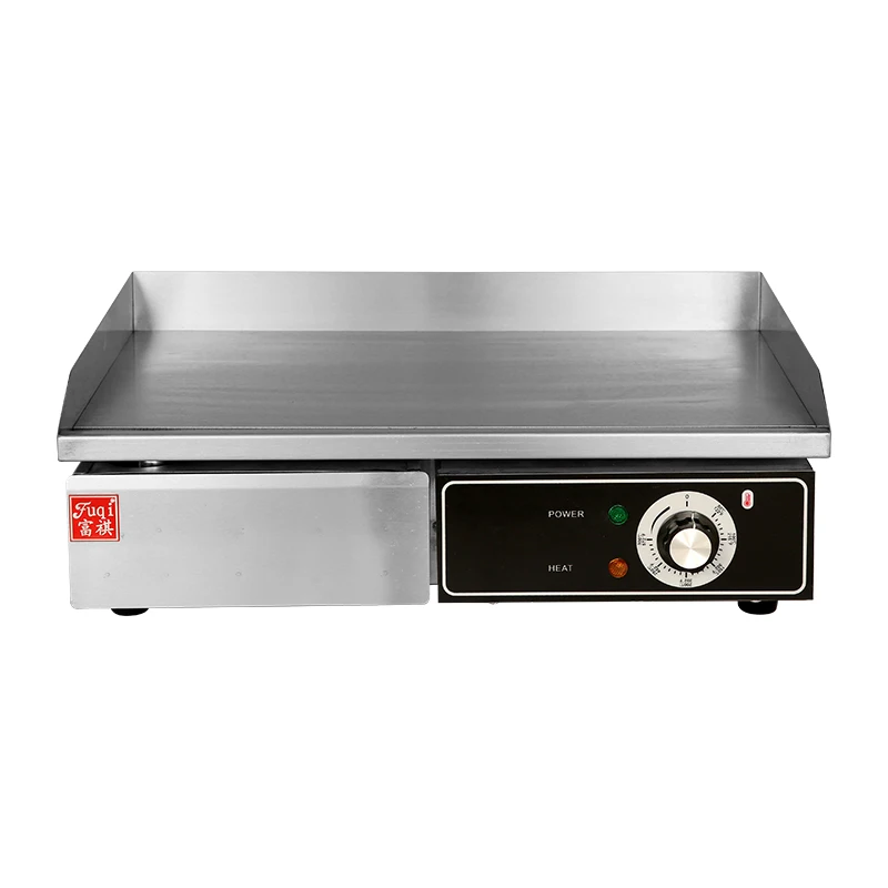 Fuqi Restaurant Kitchen Equipment Electric Bbq Flat And Grooved Teppanyaki Griddle