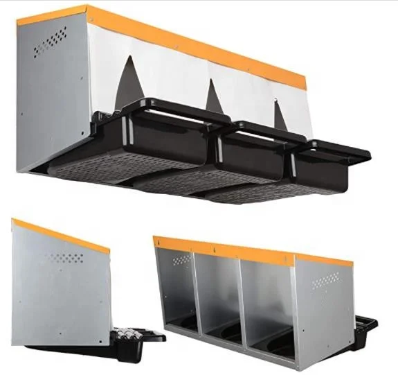 3 Compartment orange color chicken nest box  Laying Nest Easy Assembly with Removable Plastic Egg Collection Basket with curtain