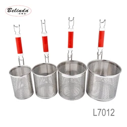 Best selling stainless Steel Strainer Basket With Wooden Handle Fine Mesh Food Skimmer Kitchen Pasta Dumpling Noodle Sieve