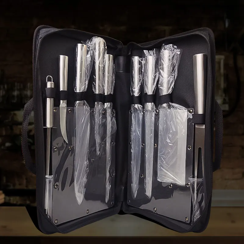 Free Sample couteau de chef set Kitchen Knife Set Stainless Steel Blade Chef Knife Set with Package Bag for Outdoor