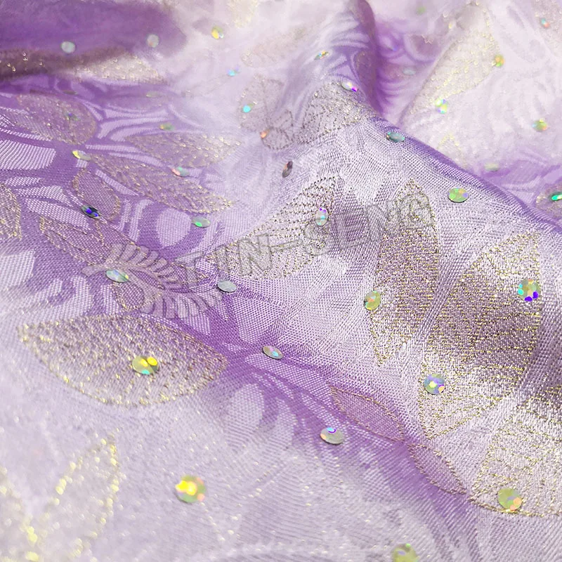 Lavender Acetate Jacquard Fabric for Evening Dress