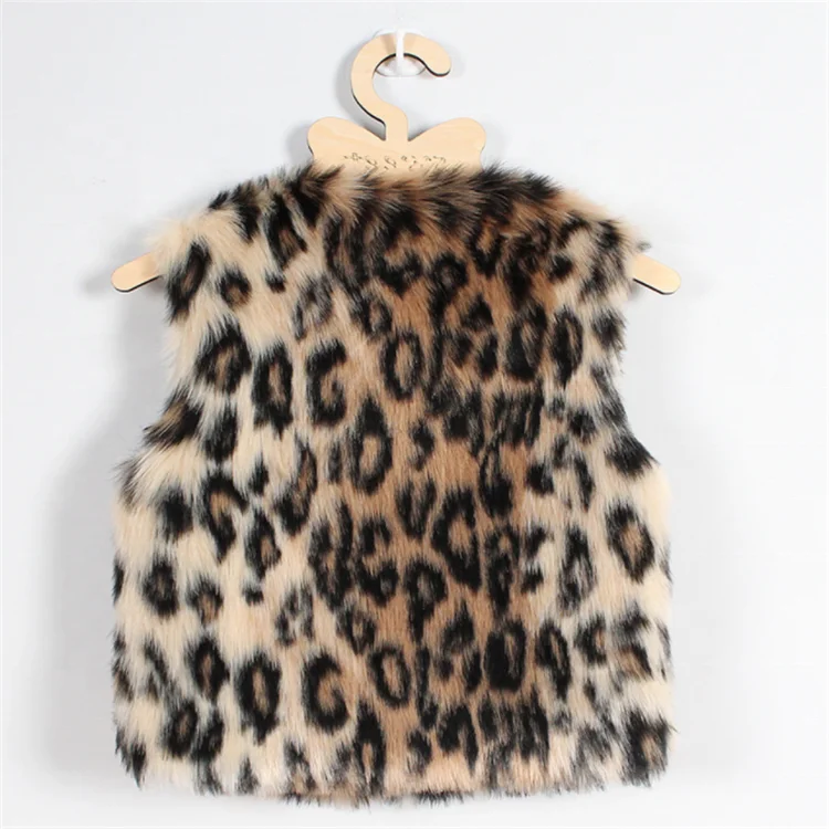 
Wholesale Customized Winter Faux Fur Kids Leopard Vest 