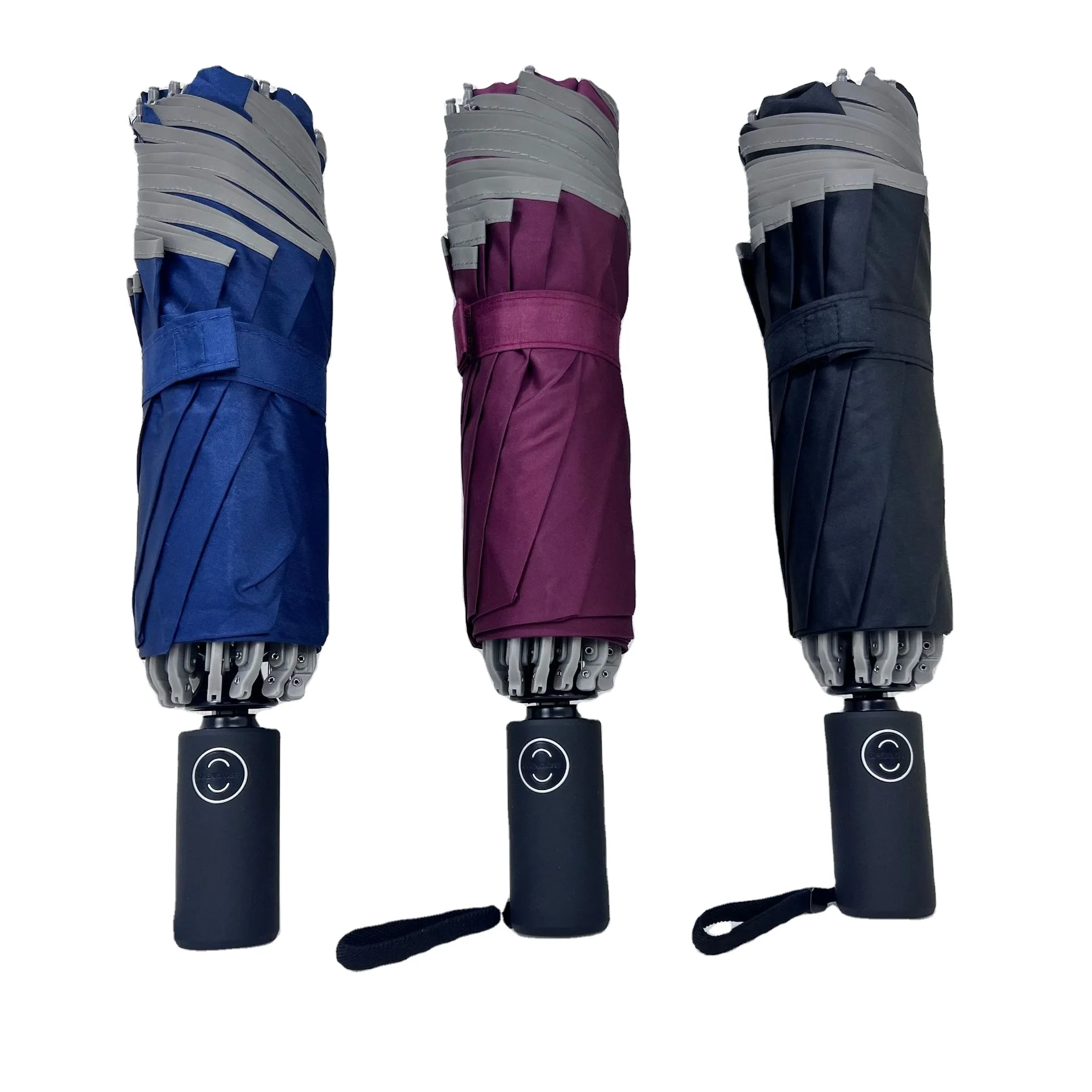 Automatic Portable Reverse Car Reflective  Luminous Windproof Folding Inverted Umbrella