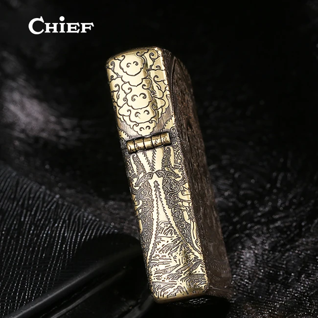  Металлическая керосиновая Зажигалка CHIEF smoke с логотипом заказчика сигарета сигара золото масло mecheros фетер оптовая