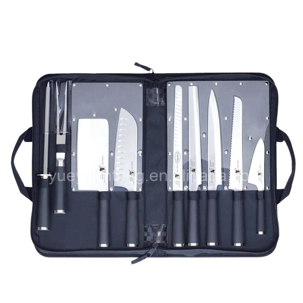 
Classic Line 9pcs stainless steel Japanese style wholesale knife set with santoku knife in zip bag 