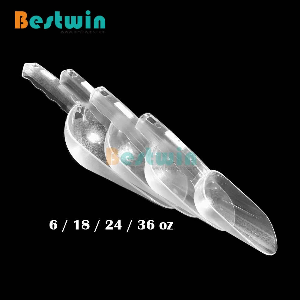 6/12/24/36/64oz Capacity Square Translucency Clear Plastic Candy Flour Cereals Ingredient Ice Cube Scoop