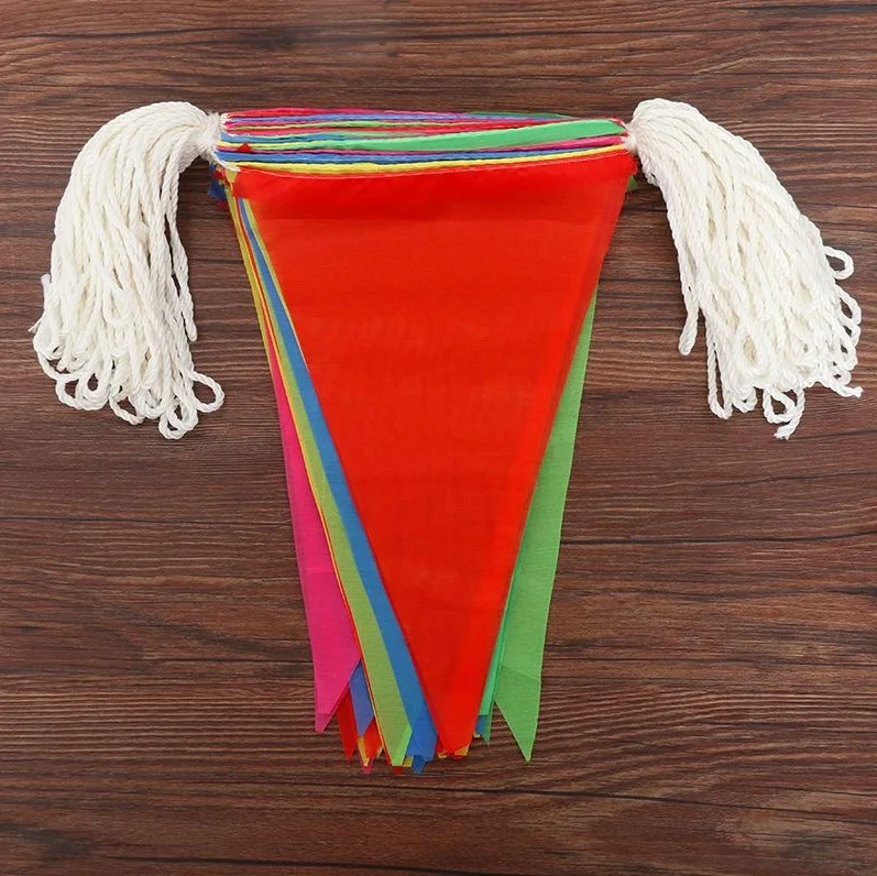 60m 70 80 100m Multicolor Triangle Bunting Pennant Banner Polyester String Flag Banners Celebrations Party Decoration Supplies