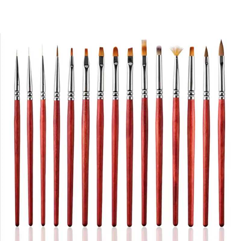2022 профессиональная нейлоновая акриловая кисть с металлической ручкой набор кистей для УФ-геля дизайна