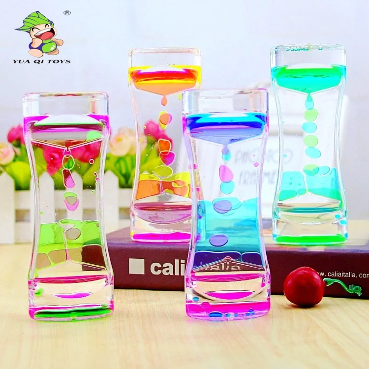YQ Fidget Toy Creative Hourglass Colorful Liquid Motion Bubbler Liquid Oil Timer Hourglass