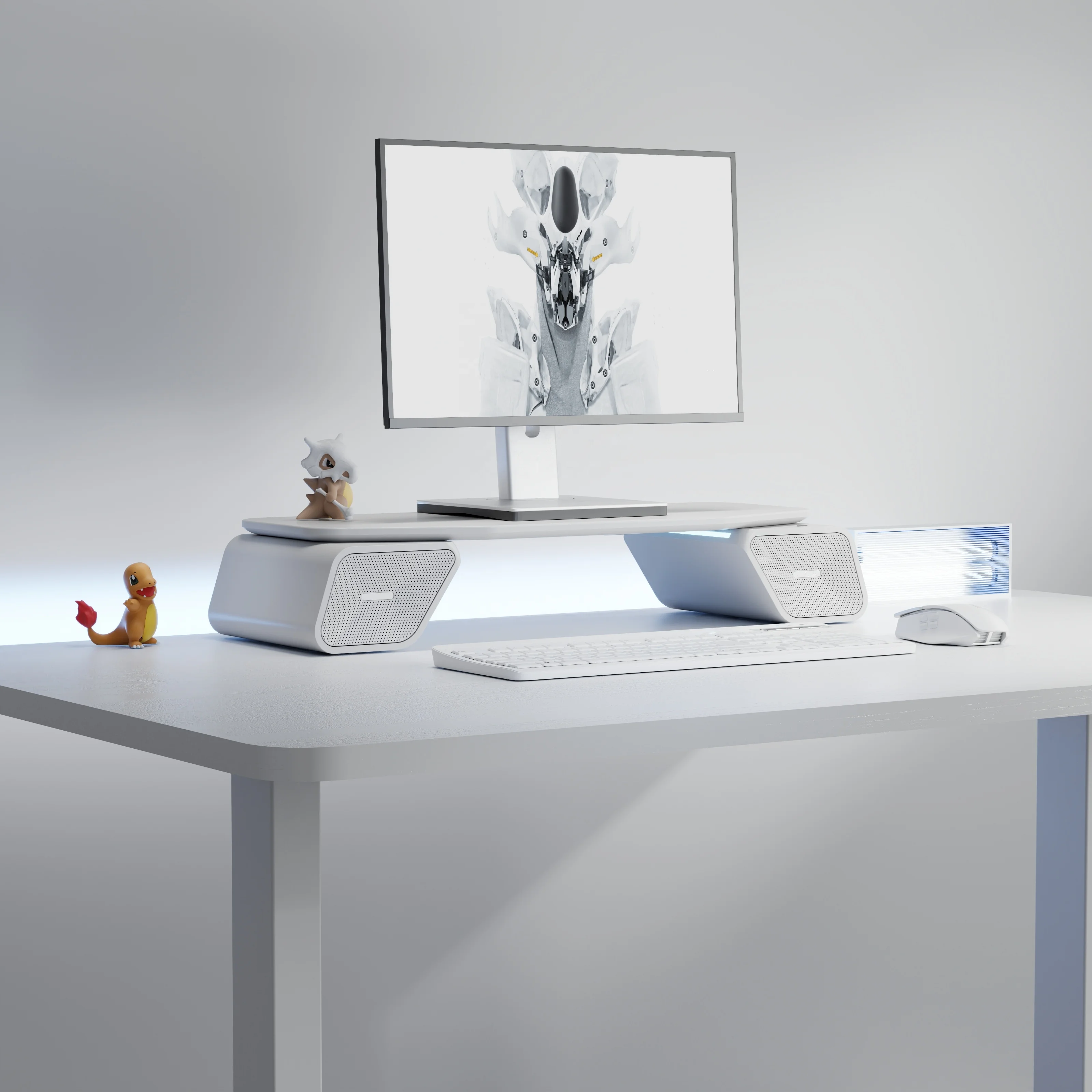 LUMI 2023 New Arrival Office Laptop Computer Desk Monitor Riser Desktop Stand with Built-in Bluetooth Speakers for 17 to 32 inch