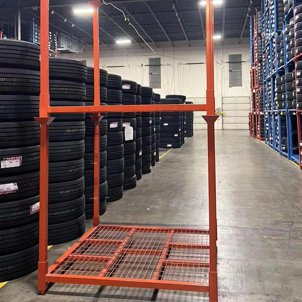 Сверхпрочные Индивидуальные складные Складные стеллажи с порошковым покрытием для поддонов шин стеллажи для хранения стеллажей с сеткой