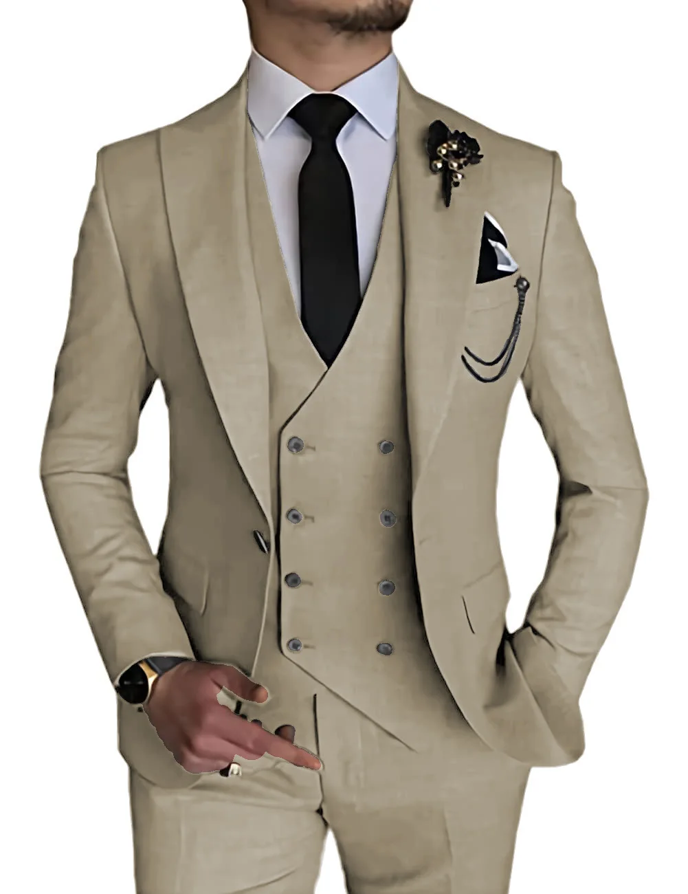 High Quality Italian Custom Business Slim Fit 3 Pieces Suits Tuxedos Groomsmen Blazer Vest Dress Pant Wedding Suit For Men