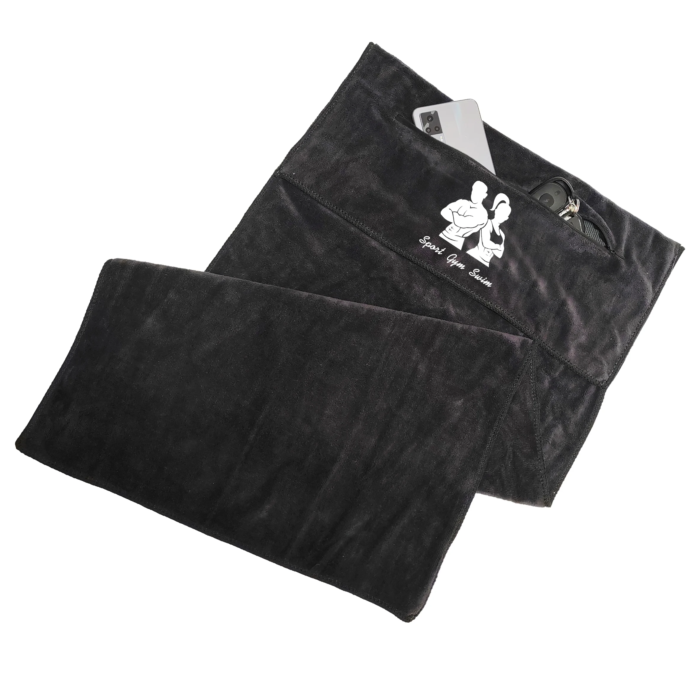 Microfiber Towel Quick dry Lightweight Absorbent Gym Towel with Zipper Pocket Travel Towel Camping