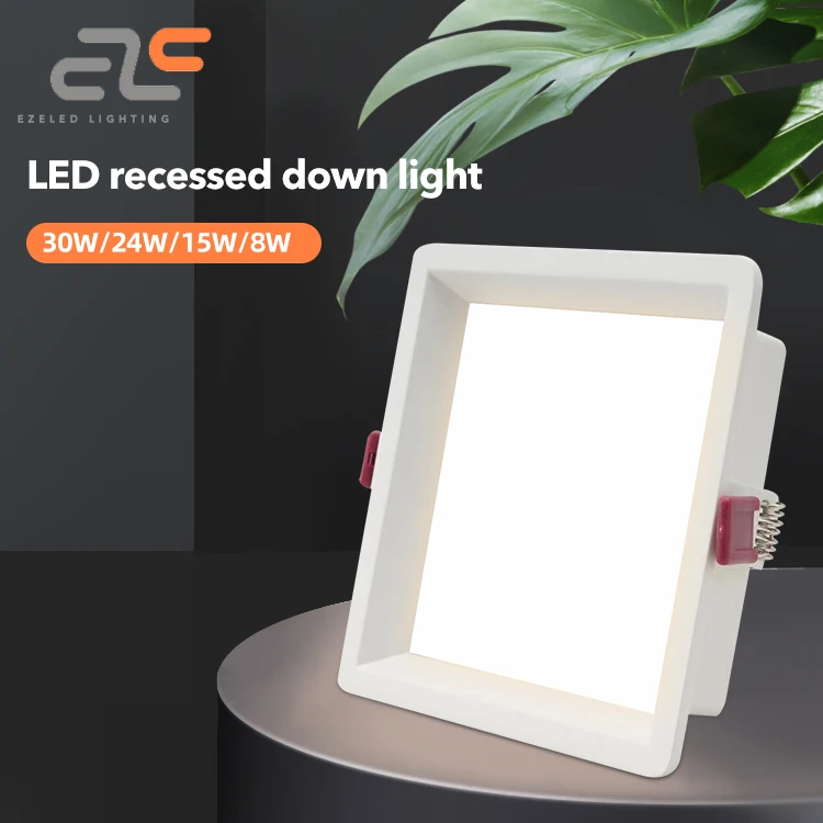 EZELED Wholesale Price Embedded High-CCT Aluminum Thin Square Panel Light 8 15 24 30 W Led Light Panel