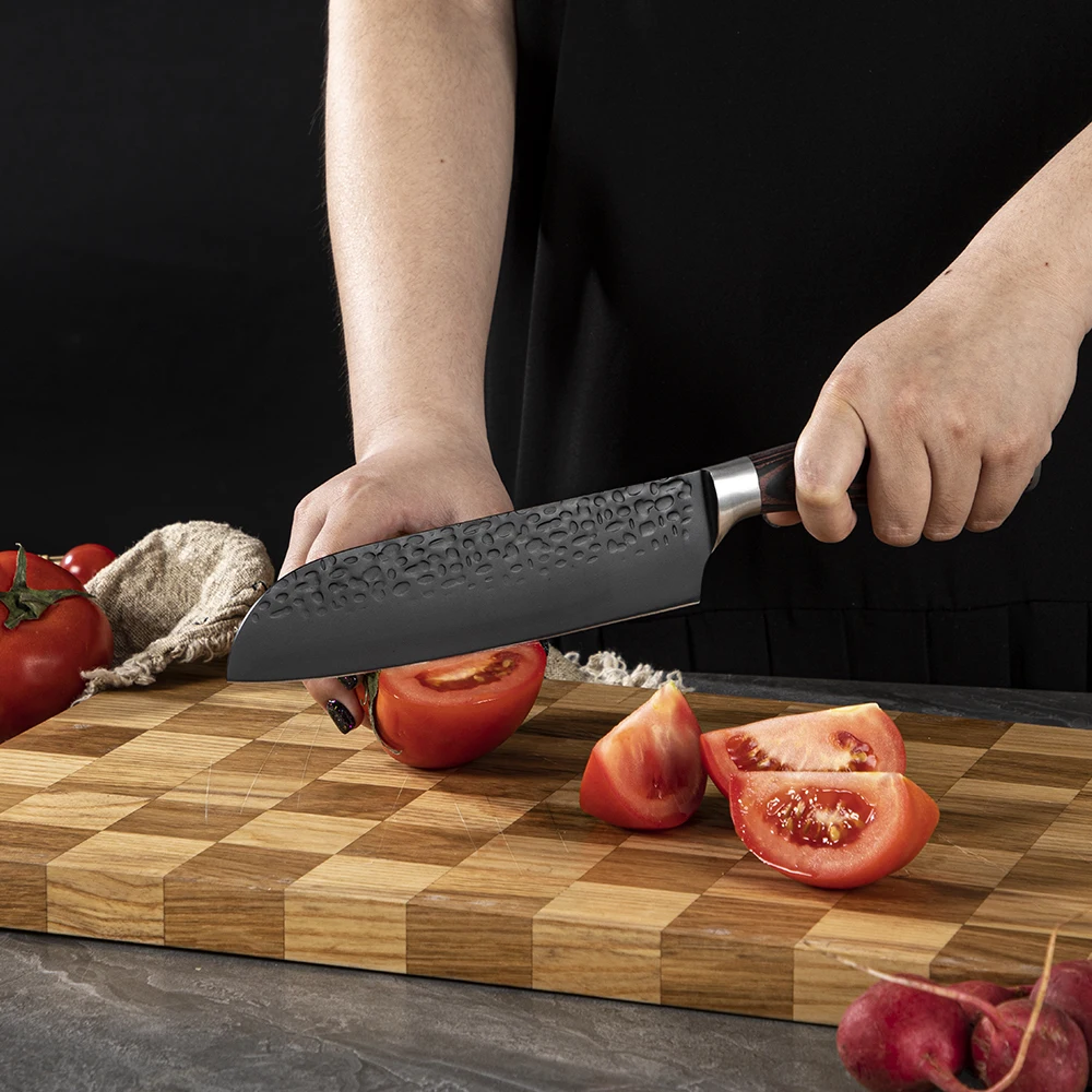 original design customized logo stainless steel santoku knife japanese chef knife with pakka wood handle