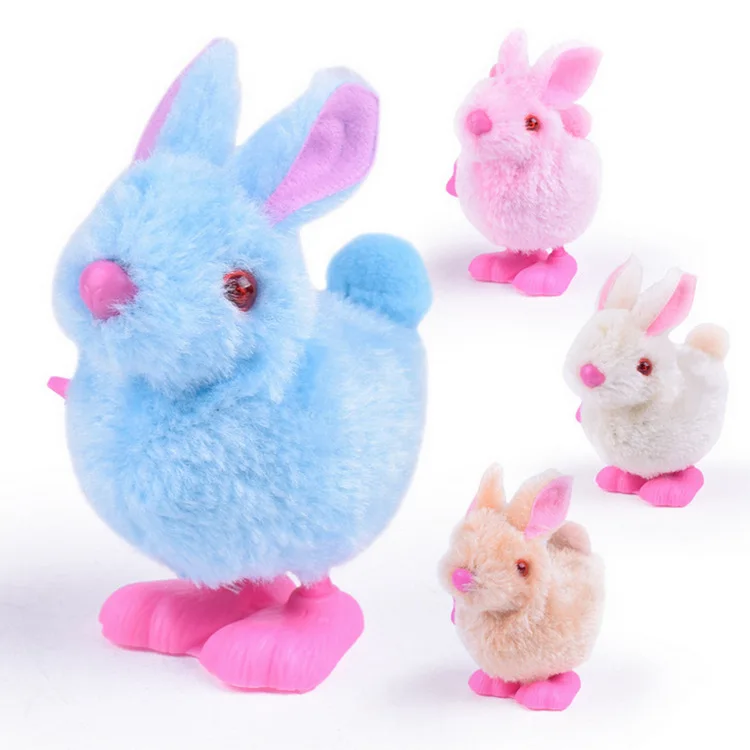 2024 Factory Wholesale Kids Cartoon Plush Rabbit Wind Up Toys Clockwork For Children Developmental Funny Toys