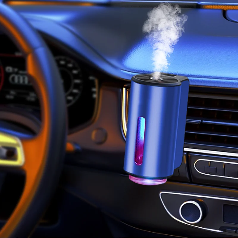 rechargeable car air purifier waterless essential oil alloy car vent clip diffuser with start stop for car