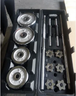 Нагрев 20 кг чугунное хромированное регулируемое оборудование для тренажерного зала штанга гантели набор со шатуном