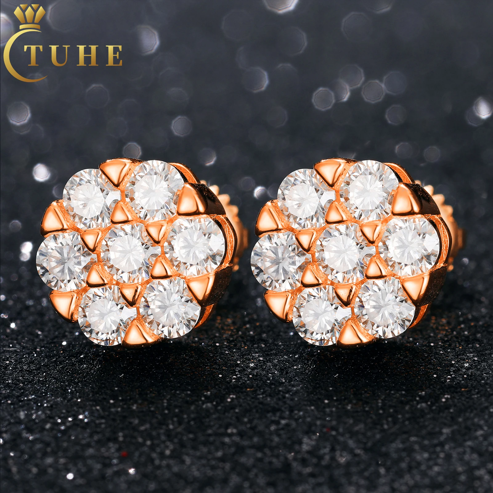 925 Sterling Silver Jewelry Lab VVS Moissanite Stud Earrings Hip Hop Mens White Gold Iced Out Rappers Gift With GRA Certificate