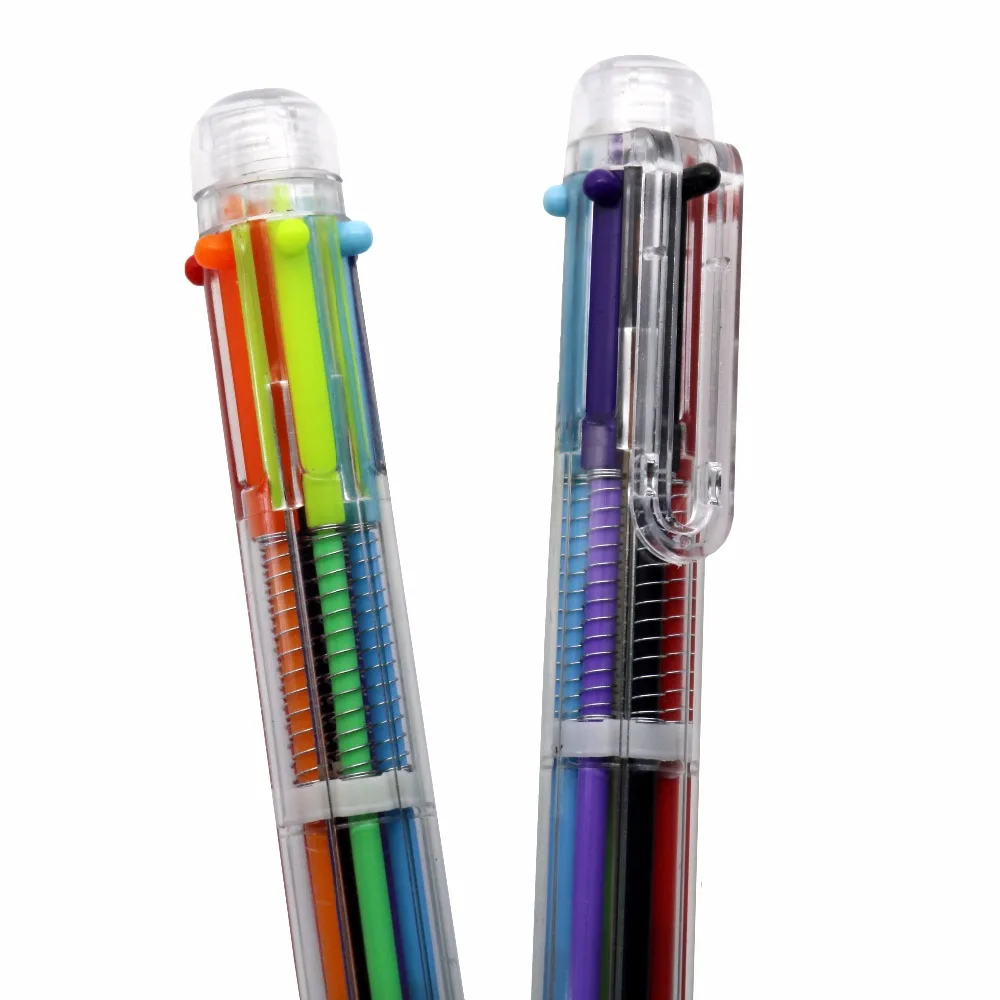 Hot sell Multicolor Ballpoint Pens 6-in-1 Retractable Ballpoint Pens 6 Color 0.5 mm Shuttle Pens