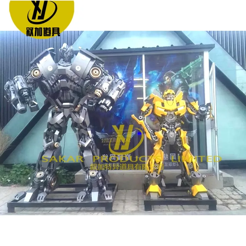 Factory  Decor Stainless Steel Recycled Metal Transform er Giant Robot