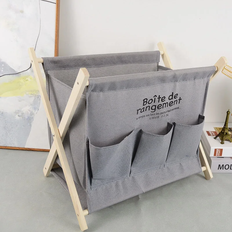 Single-Tier Bamboo Magazine Rack Standing Type Storage Basket for Books and Newspapers for Living Room or Bathroom