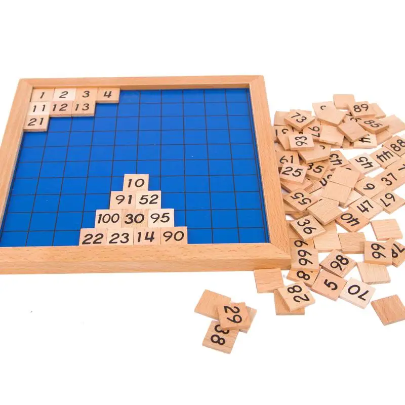 Обучающая доска из Букового дерева с подсчитывающими игрушками, деревянный поднос с цифрами 1-100 дюйма