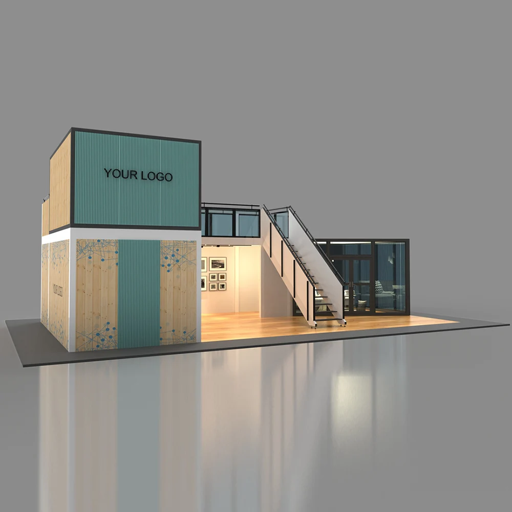 Exhibition Expo Stand  Double Deck Trade Show Story Second Floor 2 Hanging Banner Design Display Shelf Special  Two Level Booth