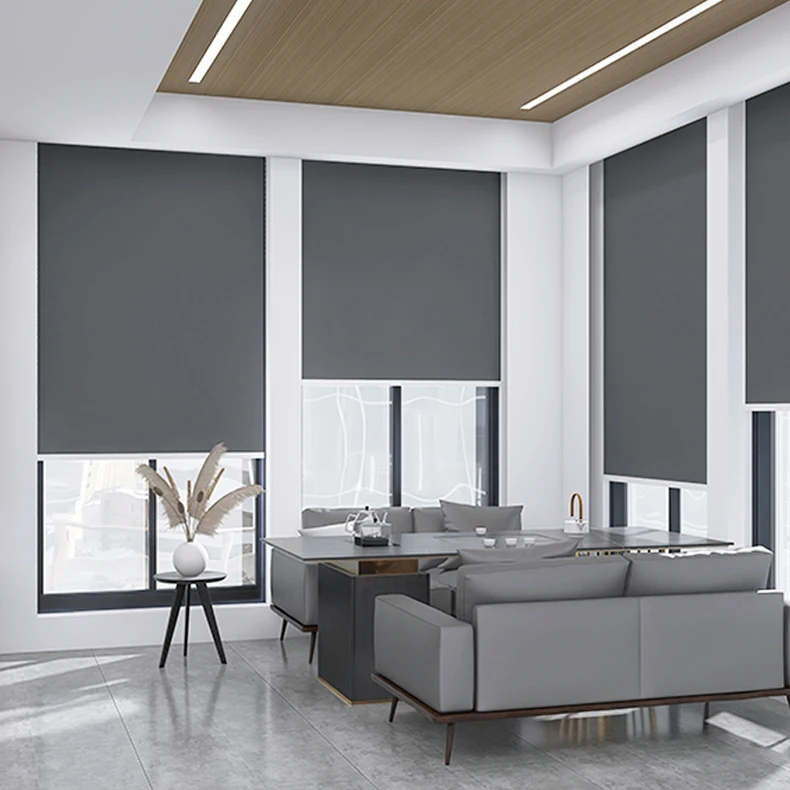 Electric 100% Blackout Roller Shade Window Blind with Thermal Insulated Roller Blind for Window UV Protection Fabric Blinds