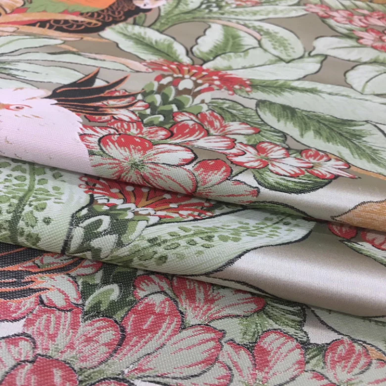 flowers pure silk satin jacquard fabric/ brocade dobby silk fabrics