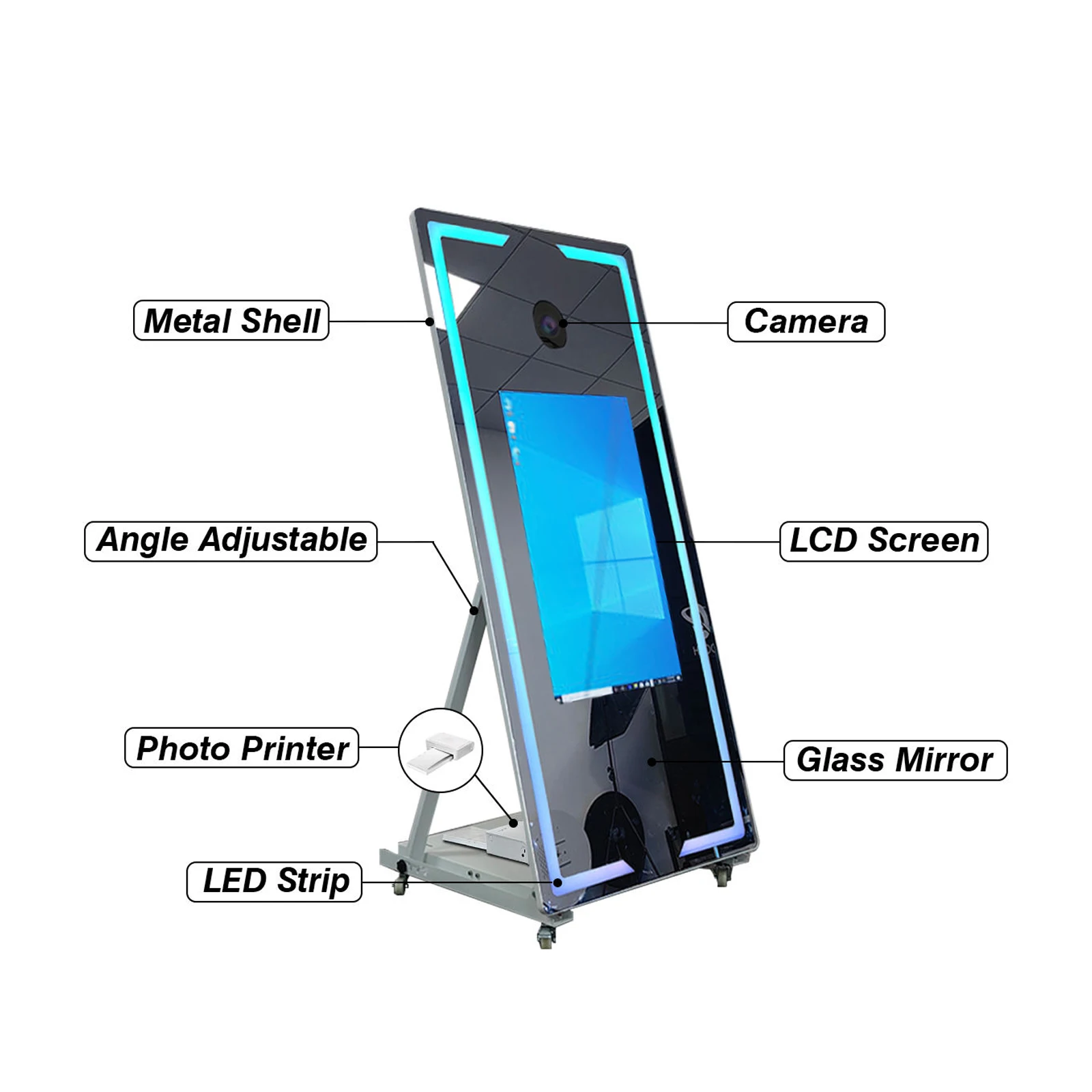 2024 Selfie Photo Booth With Led Lighting And Magic Mirror Booth Printer Compatible with IPad SLR Cameras Support customization