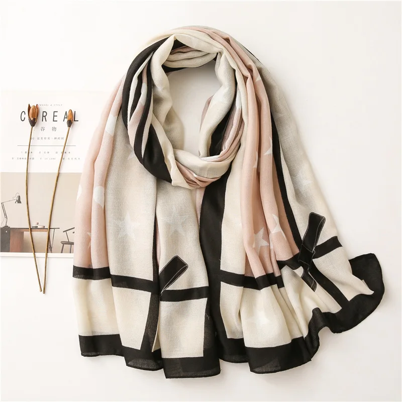 
Competitive Price Wholesale Hot selling Pretty Star Printed Cotton Long styles Women Shawl Scarf 