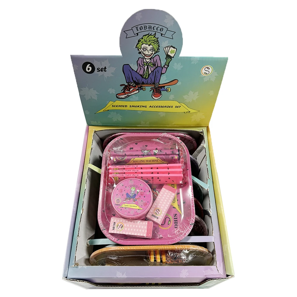 8PCS Smoking Kit Bio-Degradable Herb Grinder Rolling Machine Lighter Accessories for Smoke Shop Rolling Tray Sets