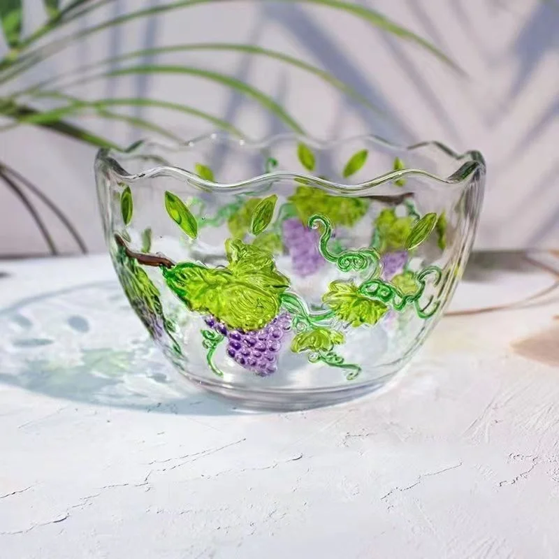 Hot Selling Color Glassware Customized Irregular Shape Glass Mixing Bowl Salad Bowls Fruit Vegetable Sweet Food Bowl