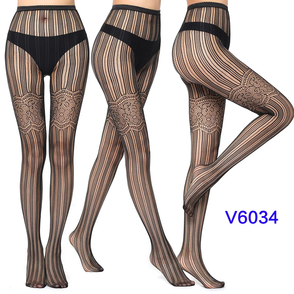 Hot Black Lace Stockings Leg Warmers Tights Lace Sexy Hosiery Women Thigh High Fishnet Embroidery Transparent Pantyhose