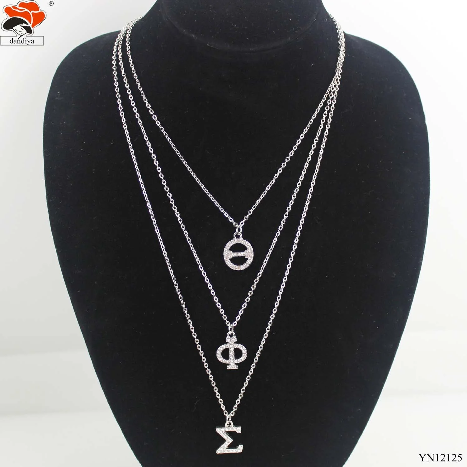 Custom theta phi sigma 3 Tier Necklace Jewelry Sorority JEWELRY Delta Iota Delta  3 strand chain necklace