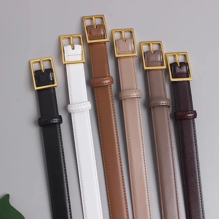 Light Luxury Classic Day Word Buckle Ladies Dry Belt Genuine Cowhide Leather with Temperament Decoration for Jeans Suit Female