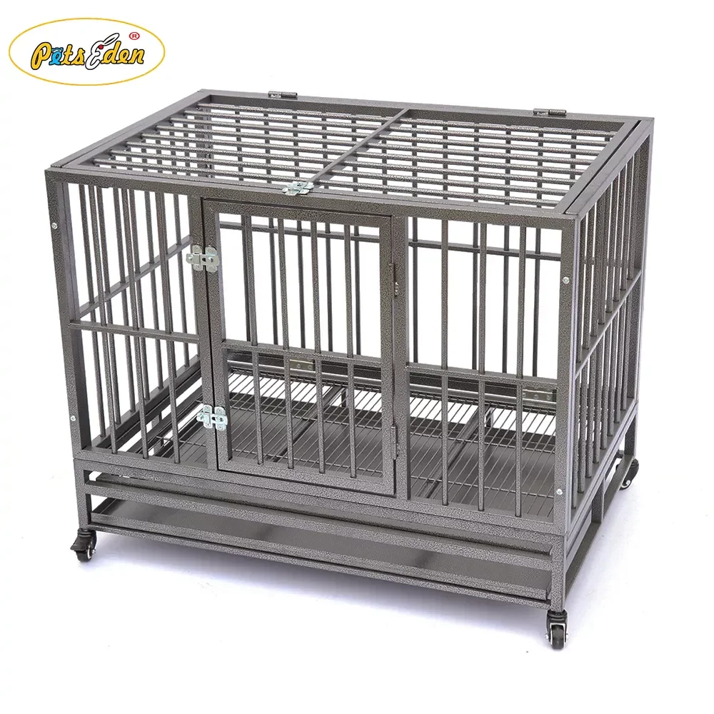 Top Metal Square Tube Dog Wire Cages pet crate kennel animals house removable