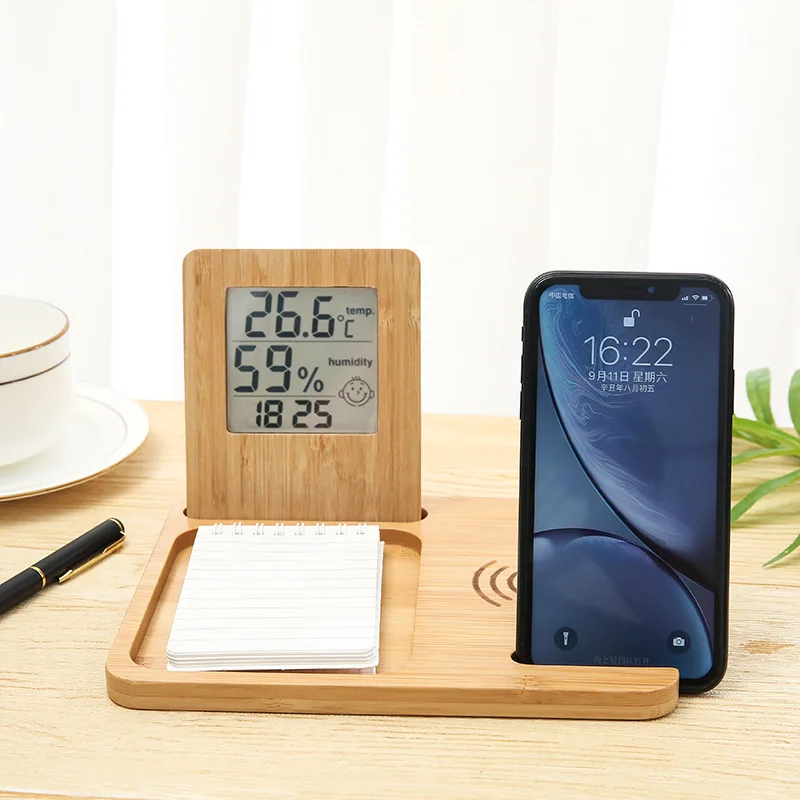 Digital Clock Website With Day And Date Bamboo Desk Clock With Wireless Charger Clock For Iphone