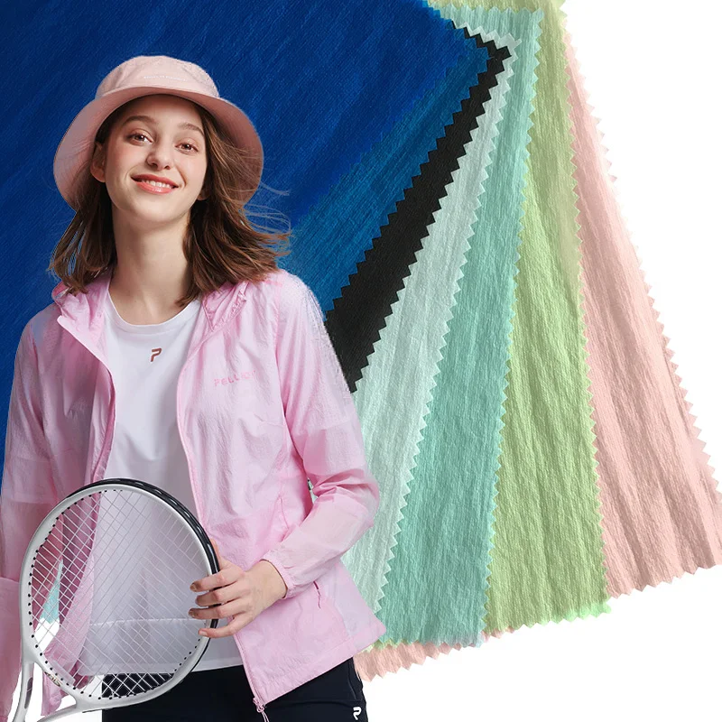 Excellent Quality Baseball Uniform Fabric Crinkle Ultrathin Nylon Mini Ripstop Fabric UV40+ Sun Protective Jacket Fabric