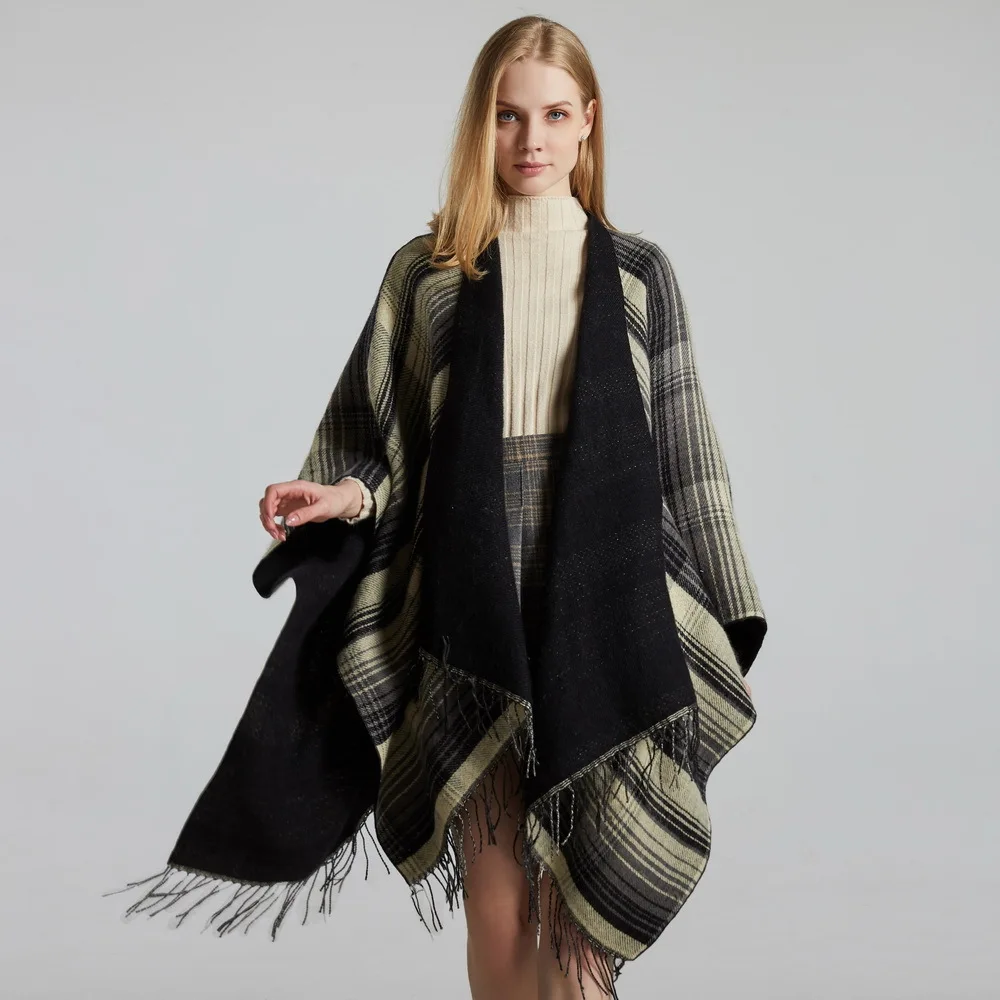 2023 Professional Manufacturer Custom Womens Autumn Winter Knitted Wool Cashmere Poncho