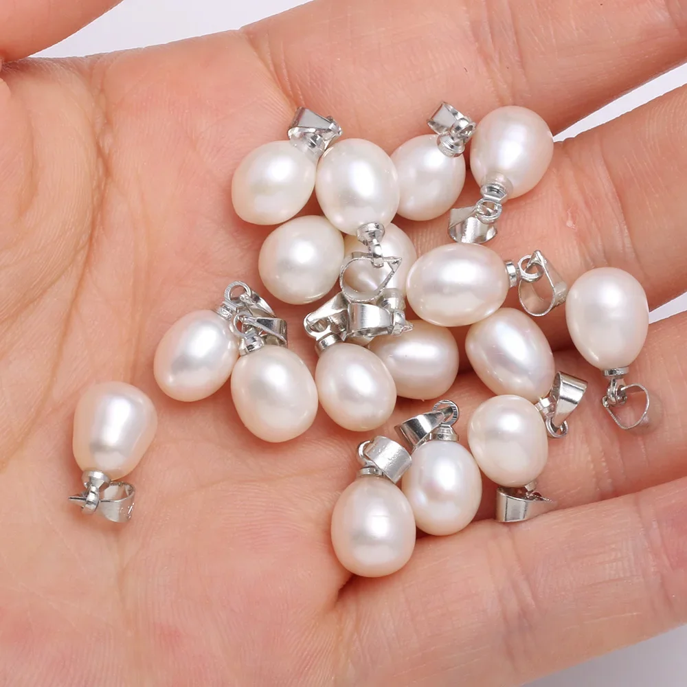 Natural Drop Shape Freshwater Pearl Pendant Rice charms for Jewelry Making DIY