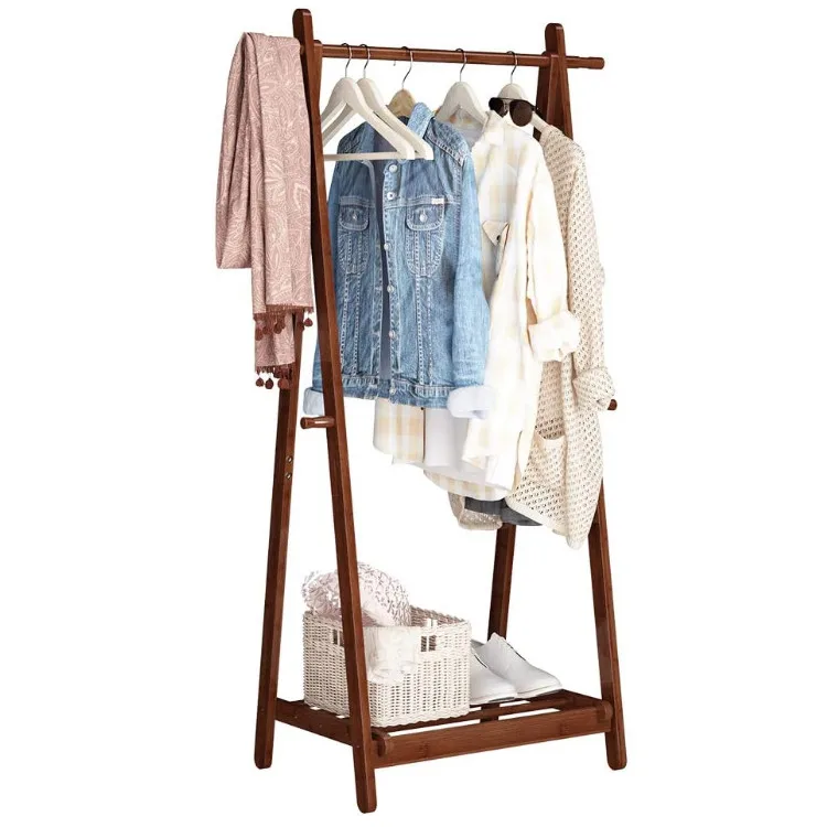 Factory Wholesale Price Black Walnut Foldable Multi-function Clothes Stands & Shoe Racks for Living Rom Home
